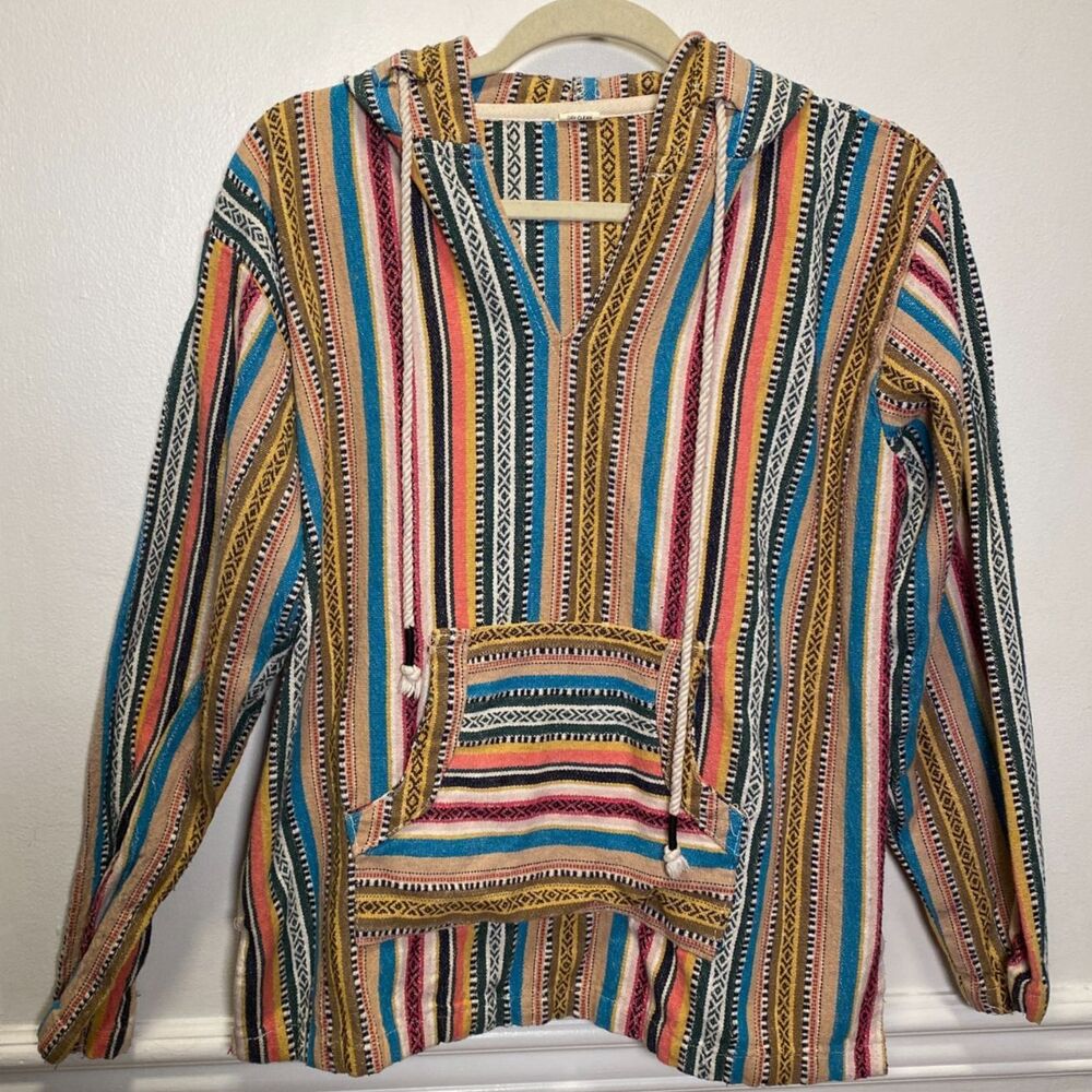 Striped Multi-Color Hooded Baja Cardigan Sweater